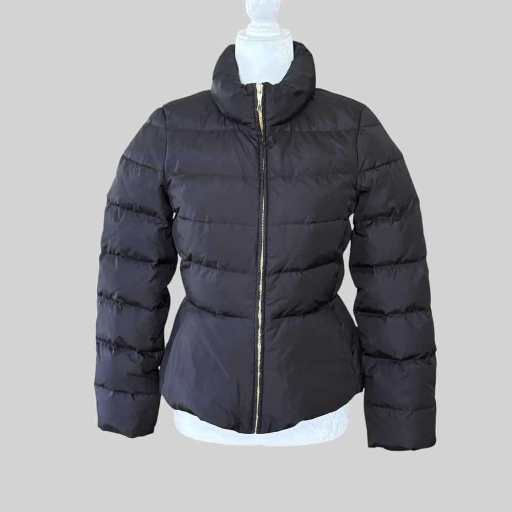Kate Spade Black Peplum Puffer Coat Down Filled Size 2